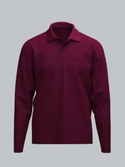 Langarm Poloshirt mit Armbündchen Sangria