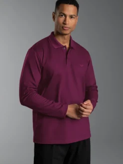 Langarm Poloshirt mit Armbündchen Sangria