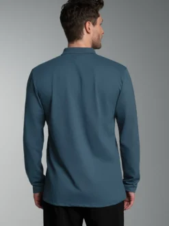 Langarm Poloshirt mit Armbündchen Jeans-melange