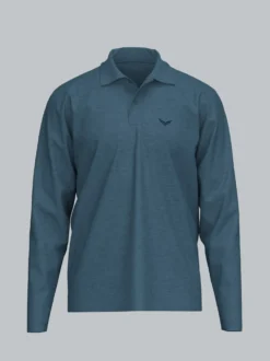 Langarm Poloshirt mit Armbündchen Jeans-melange