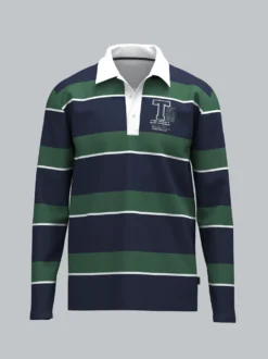Langarm Poloshirt mit Ringelmuster Navy