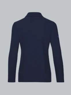Langarm Poloshirt ohne Knopfleiste Navy