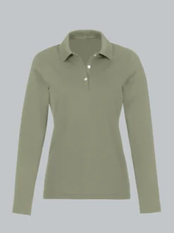 Langarm Poloshirt Salbei