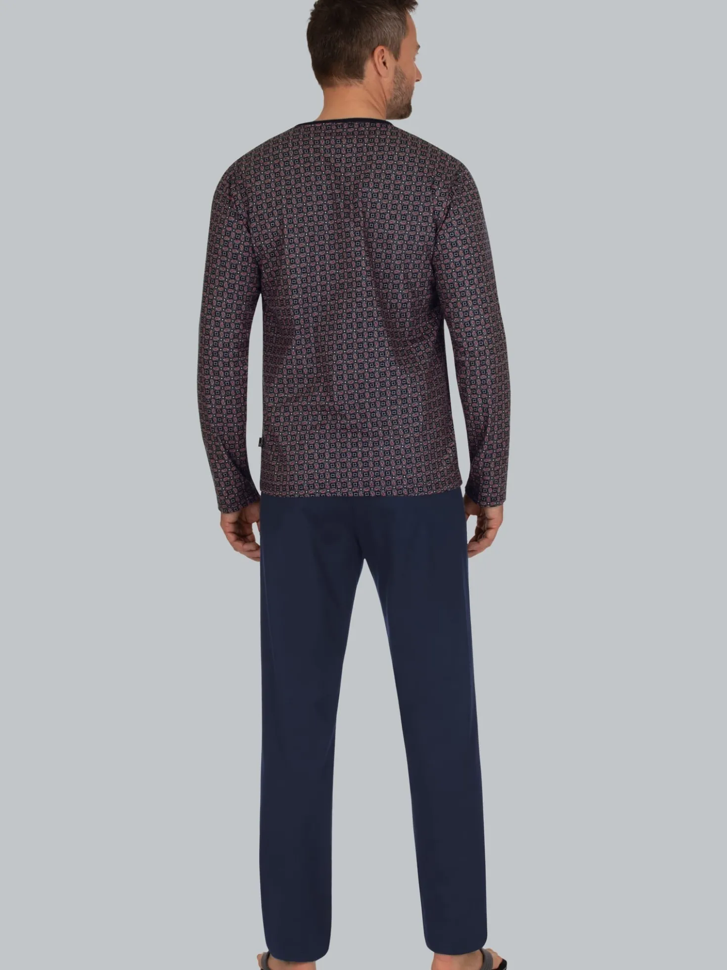 Langarm Schlafshirt mit Paisley-Muster Navy