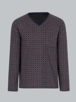 Langarm Schlafshirt mit Paisley-Muster Navy