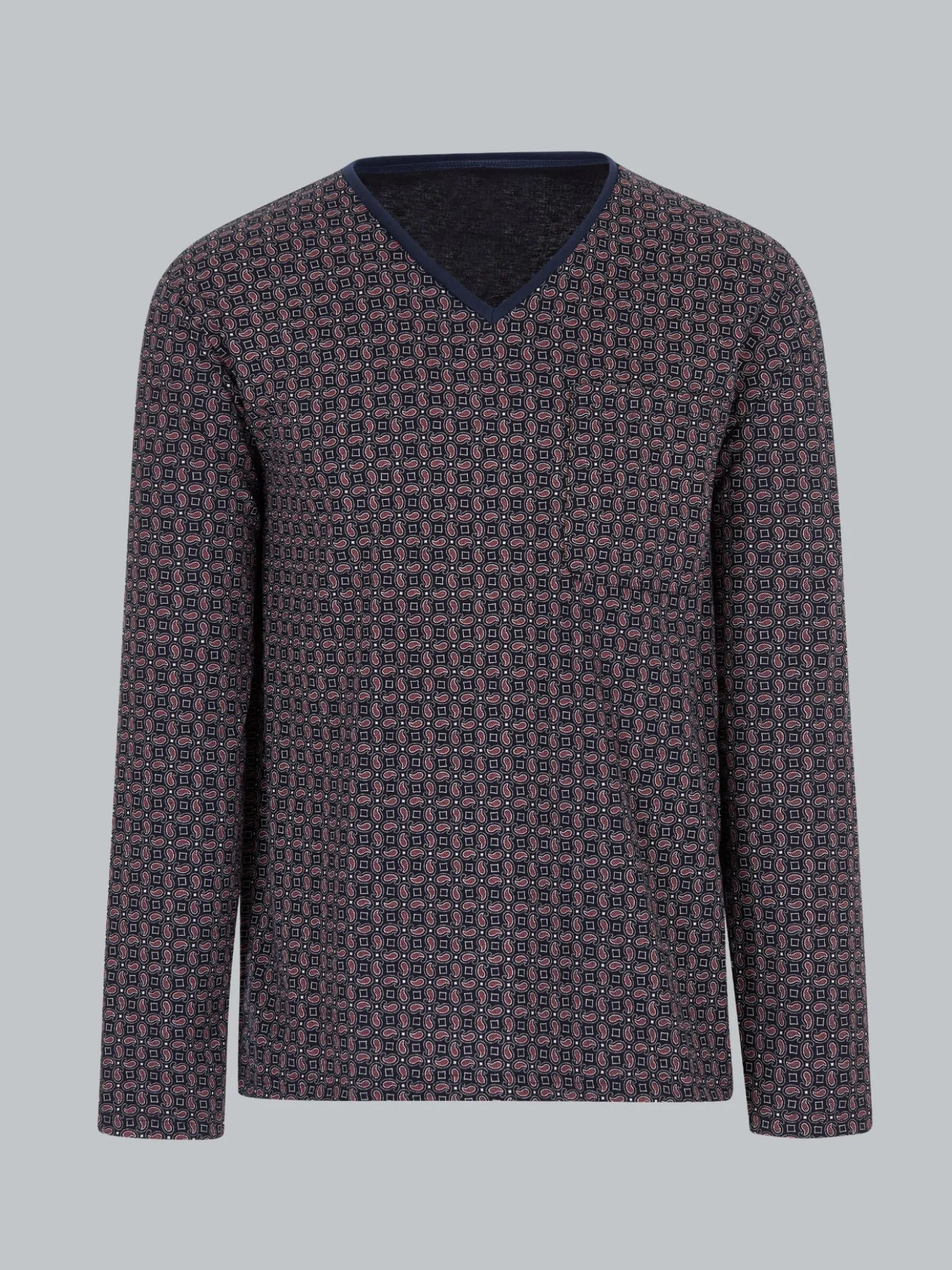 Langarm Schlafshirt mit Paisley-Muster Navy