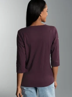 Langarmshirs aus Biobaumwolle Aubergine-C2C