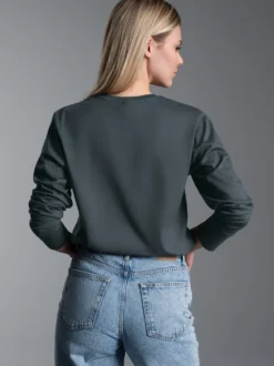 Langarmshirt aus 100% Baumwolle Anthrazit