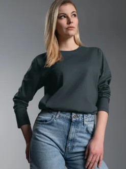 Langarmshirt aus 100% Baumwolle Anthrazit