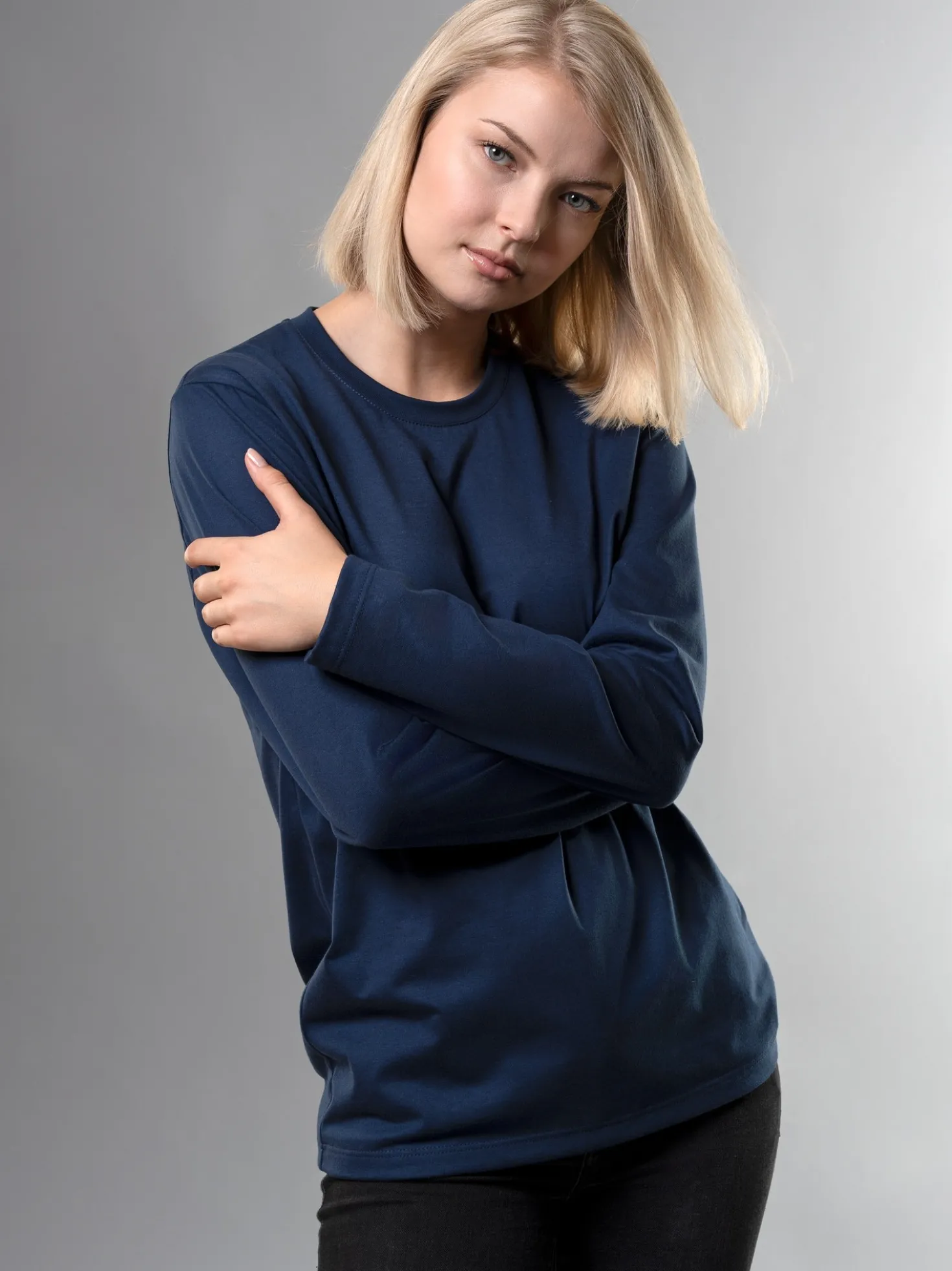 Langarmshirt aus 100% Baumwolle Night-blue