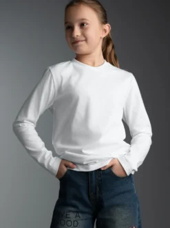Langarmshirt aus 100% Baumwolle Weiss