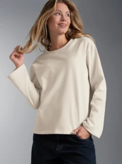 Langarmshirt mit ausgestellten Ärmeln Natur