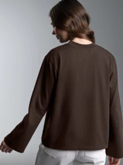 Langarmshirt mit ausgestellten Ärmeln Mocca