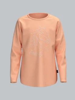 Langarmshirt mit glitzerndem Pferde-Print Puder
