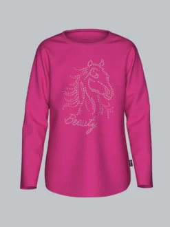 Langarmshirt mit glitzerndem Pferde-Print Hibiskus