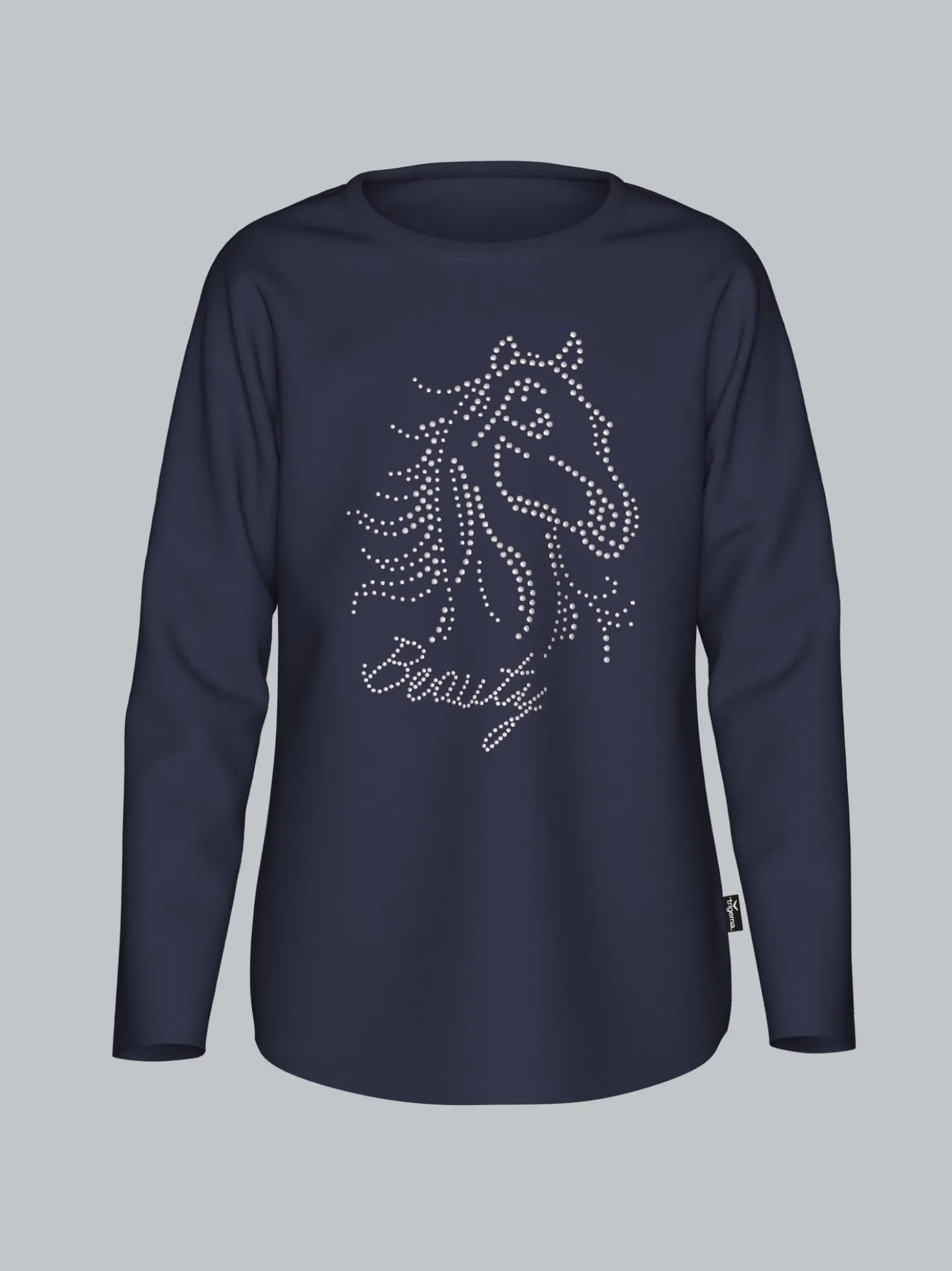 Langarmshirt mit glitzerndem Pferde-Print Navy
