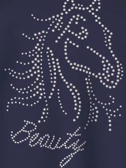 Langarmshirt mit glitzerndem Pferde-Print Navy
