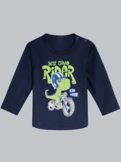 Langarmshirt mit großem Dino-Printmotiv Navy