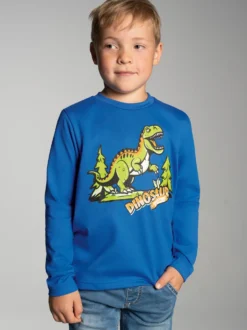 Langarmshirt mit großem Dinosaurier-Print Electric-blue
