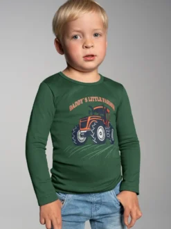 Langarmshirt mit großem Traktor-Printmotiv Efeu