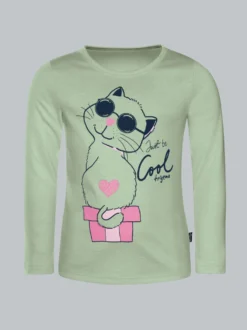 Langarmshirt mit Katzen-Motiv Green tea