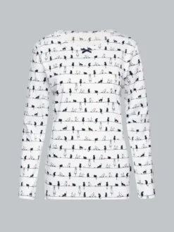 Langarmshirt mit Katzenmotiv Weiss
