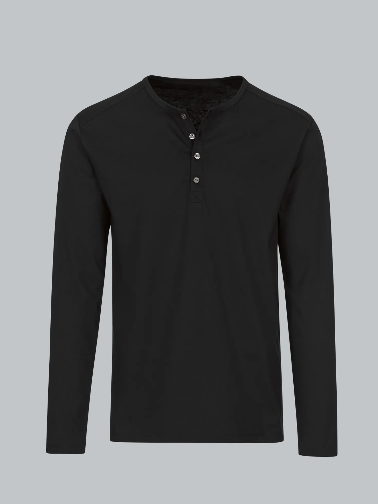 Langarmshirt mit Knopfleiste Schwarz