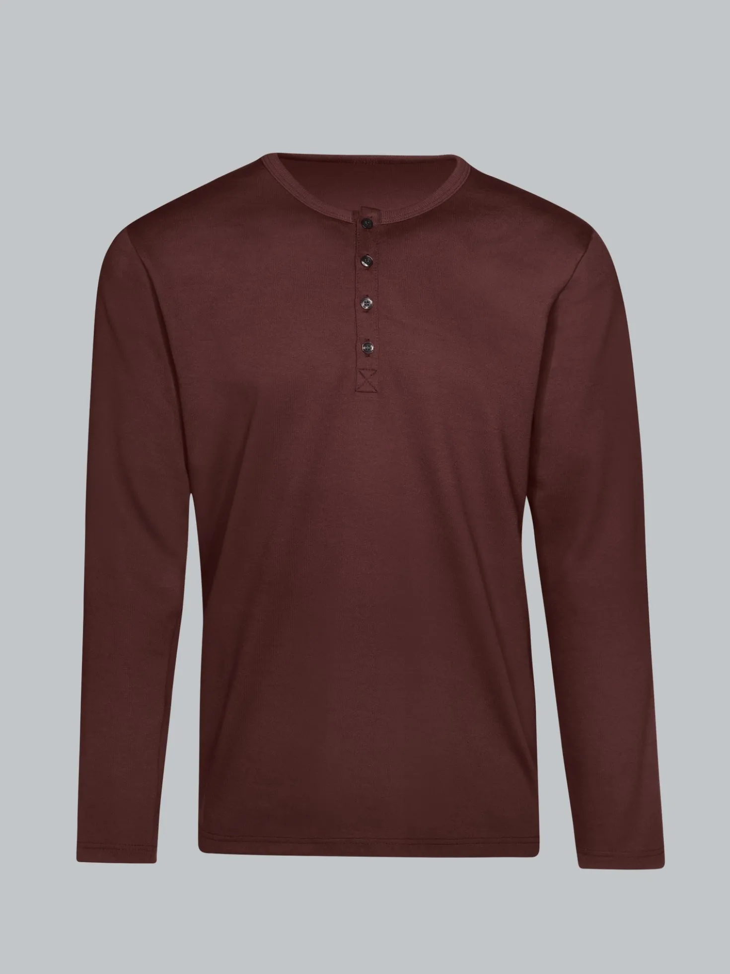 Langarmshirt mit Knopfleiste Kastanie