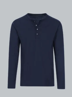 Langarmshirt mit Knopfleiste Navy