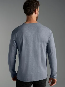 Langarmshirt mit Knopfleiste Steingrau-melange