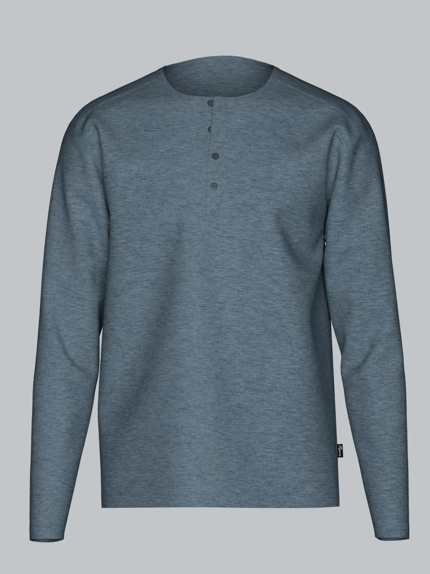 Langarmshirt mit Knopfleiste Steingrau-melange