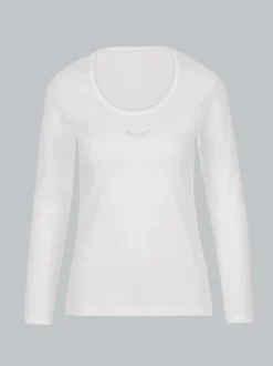 Langarmshirt mit Kristallsteinen Weiss