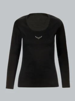Langarmshirt mit Kristallsteinen Schwarz
