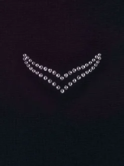 Langarmshirt mit Kristallsteinen Schwarz