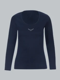 Langarmshirt mit Kristallsteinen Navy