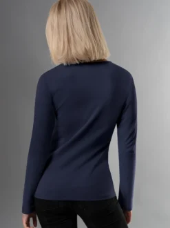 Langarmshirt mit Kristallsteinen Navy