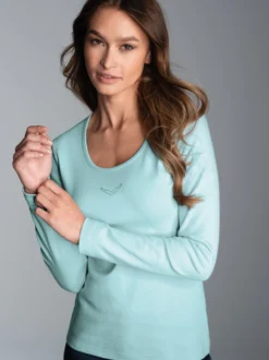 Langarmshirt mit Kristallsteinen Gletscher