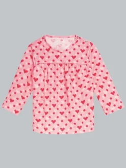 Langarmshirt mit süßem Herzchen-Muster Rosé