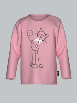 Langarmshirt mit süßem Katzen-Printmotiv Lilie