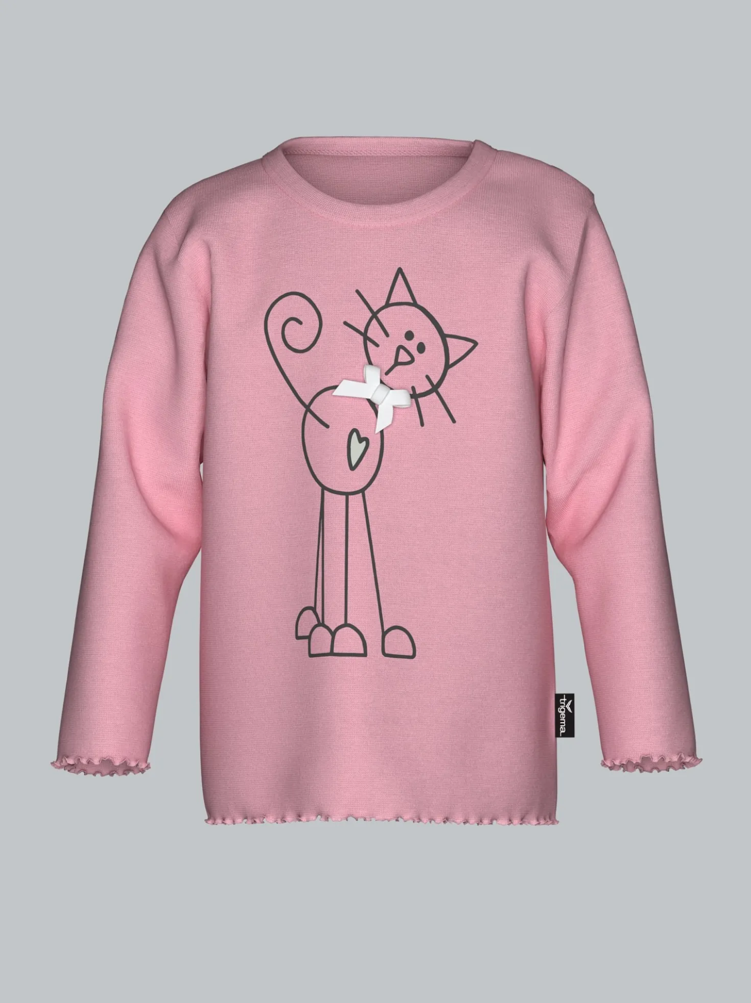 Langarmshirt mit süßem Katzen-Printmotiv Lilie