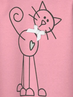 Langarmshirt mit süßem Katzen-Printmotiv Lilie