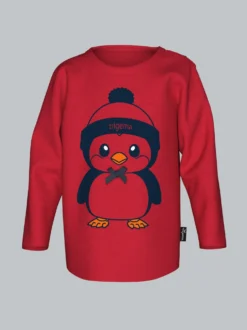Langarmshirt mit süßem Pinguin-Print Kirsch