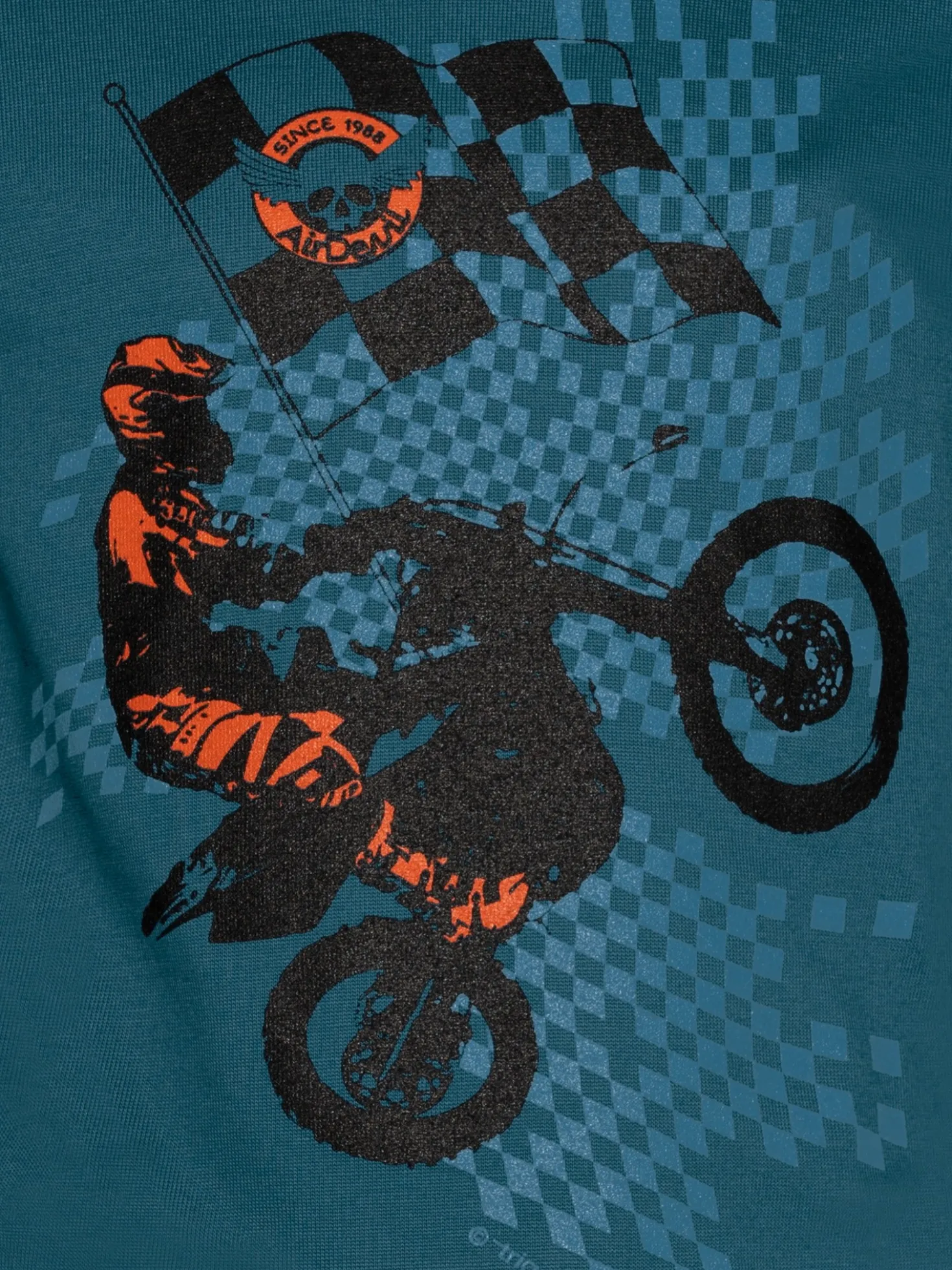 Langarmshirt mit sportlichem Motorrad-Print Petrol
