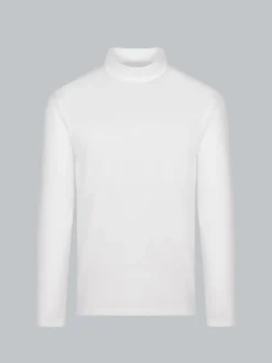 Langarm Shirt mit Stehkragen Weiss