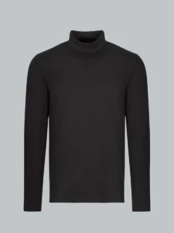 Langarm Shirt mit Stehkragen Schwarz