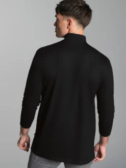 Langarm Shirt mit Stehkragen Schwarz