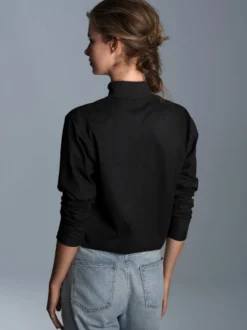 Langarm Shirt mit Stehkragen Schwarz