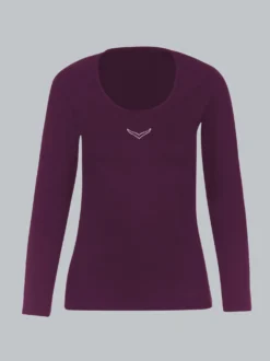 Langarmshirt mit Swarovski® Kristallen Aubergine