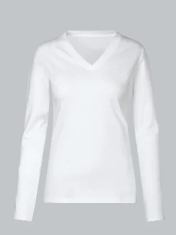 Langarmshirt mit V-Ausschnitt Weiss