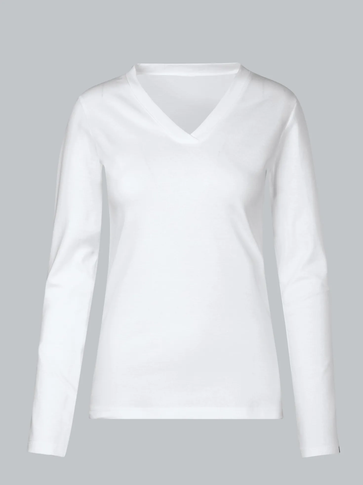 Langarmshirt mit V-Ausschnitt Weiss